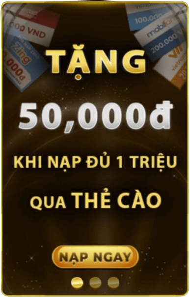 Khuyến mãi Tipclub khi nạp thẻ cào đủ 1 triệu